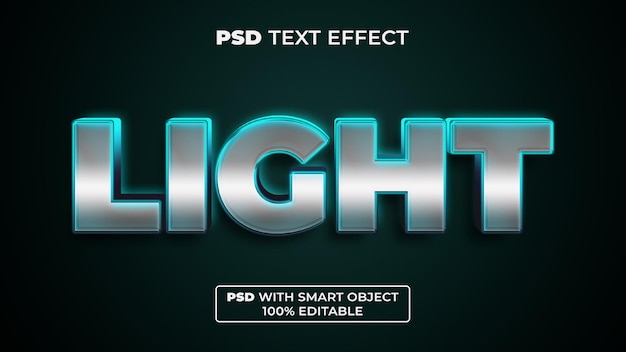 Light silver text effect style Editable text effect