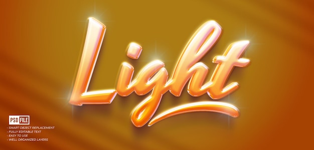 PSD light text glossy editable 3d style text effect