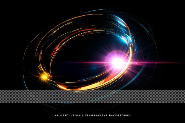 Lighting Circle with lens flare on transparent background