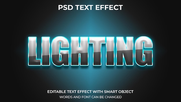 lighting text effect editable psd file