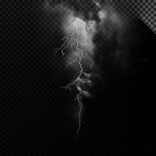 PSD a lightning bolt and a dark sky with a cloud and a dark background