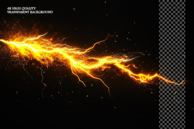 Lightning bolt hit VFX effect on transparent background