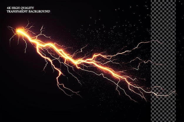 Lightning bolt hit VFX effect on transparent background