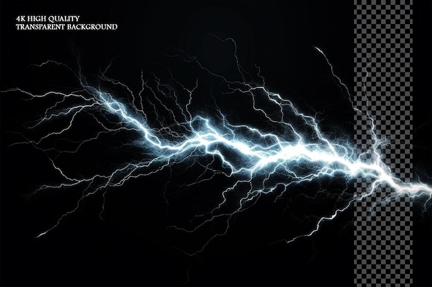 Lightning bolt hit VFX effect on transparent background