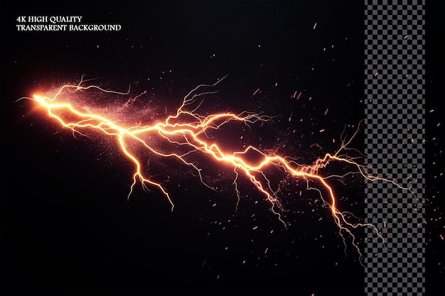 Lightning bolt hit VFX effect on transparent background