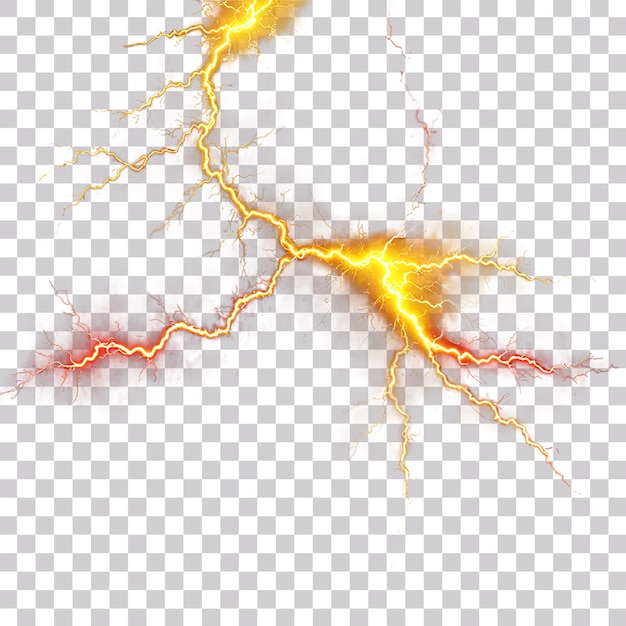 PSD a lightning bolt in yellow and red colors isolated on a transparent background