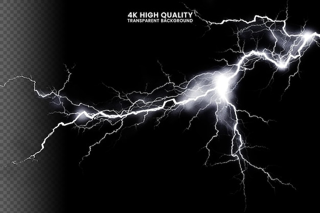 PSD lightning bolts isolated on black background