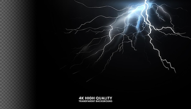 PSD lightning bolts isolated on black background