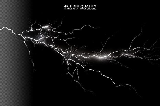 PSD lightning bolts isolated on black background