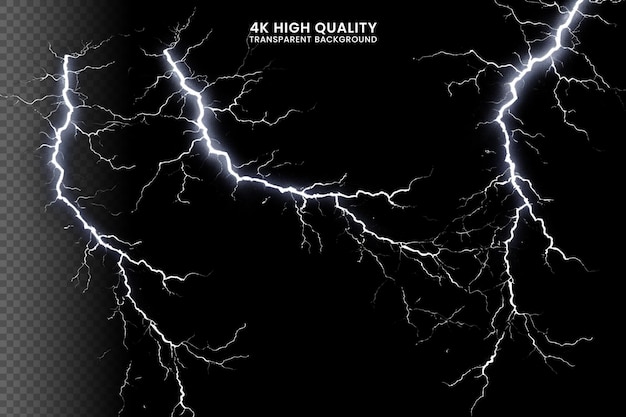 PSD lightning bolts isolated on black background