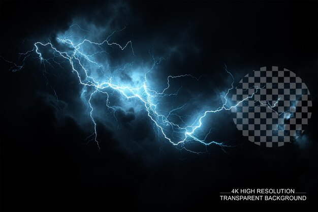 Lightning Thunderstorm realistic lightnings Illustration on transparent background