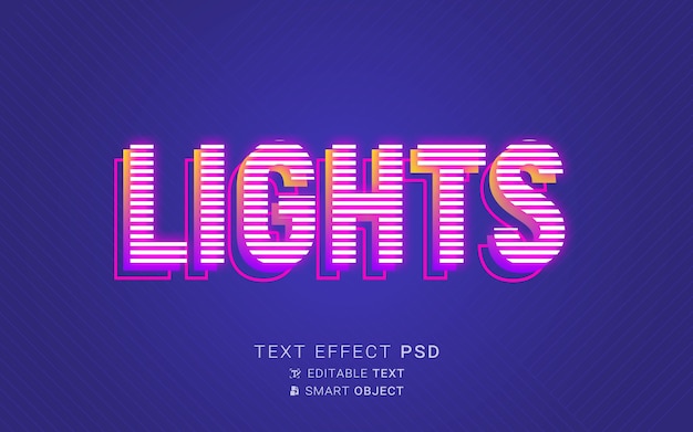 Lights text effect neon