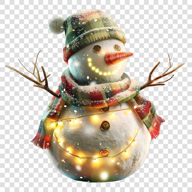 PSD lightup snowman transparent background realistic elementon transparent background