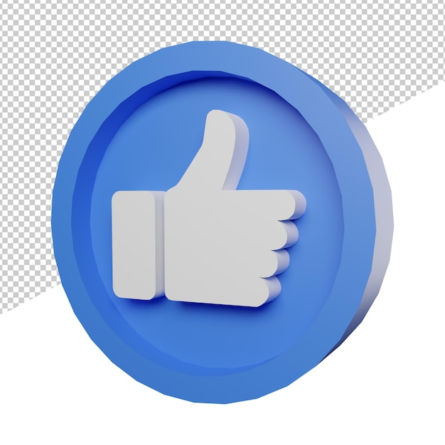 Like 3d rendering illustration icon side view transparent background