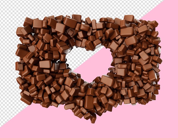 Like Button Heart Shape made of chocolate Chips Chocolate Pieces Love Sign 3d illustration