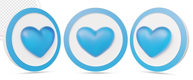 Like or heart icon in 3d rendering design