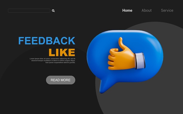 like sign with bubble chat on dark background 3d render concept for feedback rating