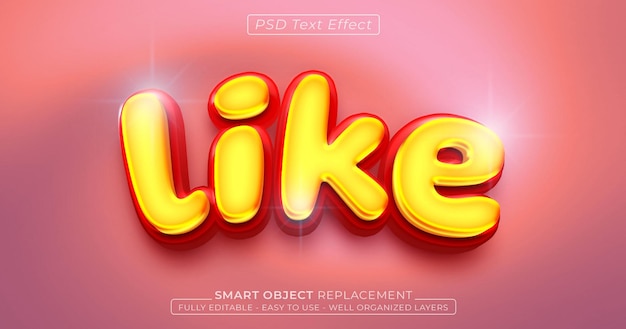 Like text editable 3D glossy style text effect