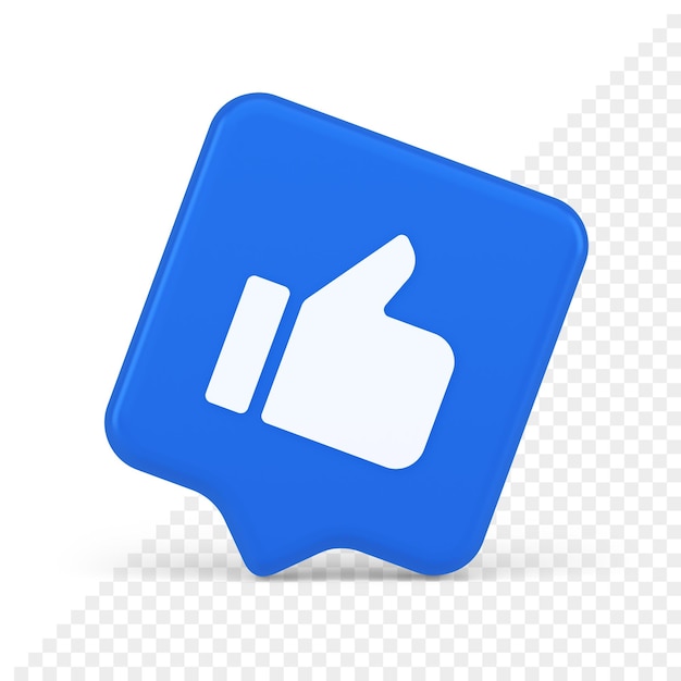 Like thumb up approve rating button confirmation cool website networking 3d realistic speech bubble icon