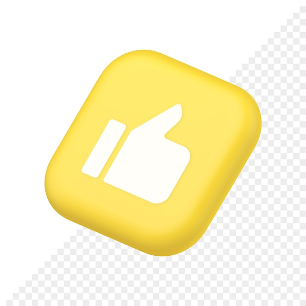 Like thumb up approve rating button confirmation cool website networking symbol website icon 3d rendering