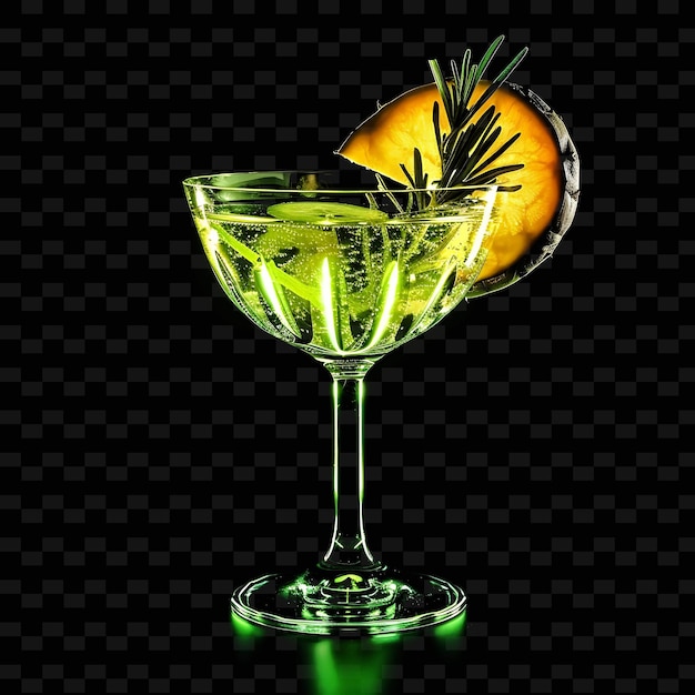 PSD a lime and a lime drink with an orange slice in the glass