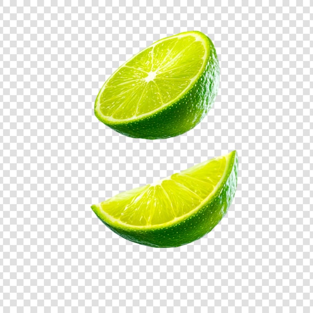 PSD lime slices isolated fruits on transparent background