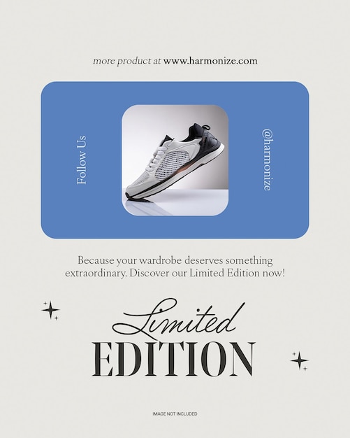 PSD limited edition fashion shoes promotional design for social media and instagram post template psd