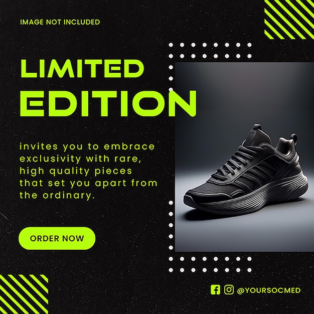 PSD limited edition of fashion shoes promotional design for social media and instagram post template psd