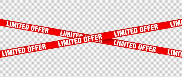 PSD limited offer red tape on transparent background