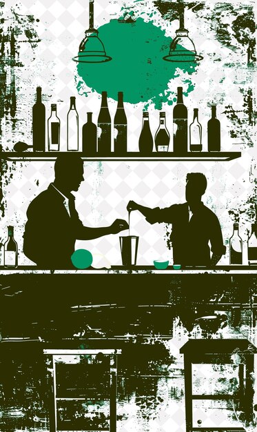 PSD limoncello scene with a bartender making and a customer in t italy culture illustration design