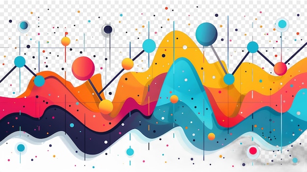 PSD line chart illustration isolated on transparent background