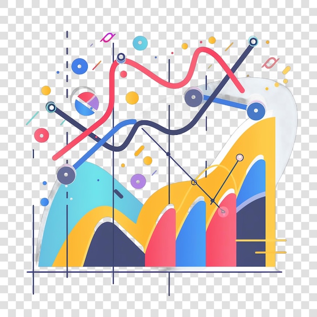 PSD line chart realistic photo isolated on transparent background