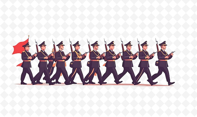 a line of soldiers with guns in the front