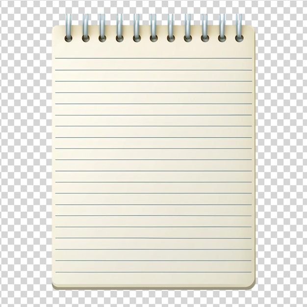 PSD lined paper notepad page isolated on white background