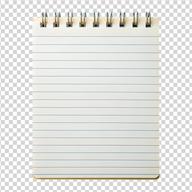 PSD lined paper notepad page isolated on white background