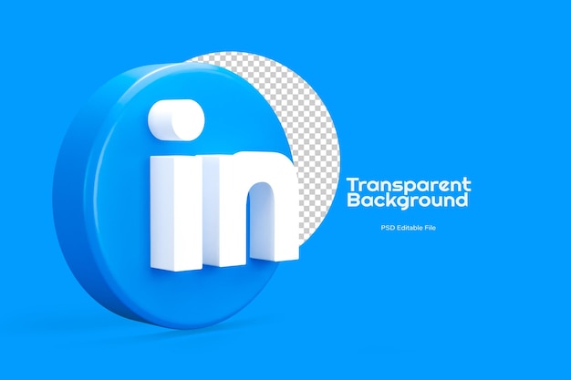 linkedin 3D Logo with transparent Background for social media post