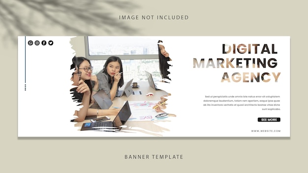 LinkedIn banner design brush stock effect for IT designer marketing digital agency