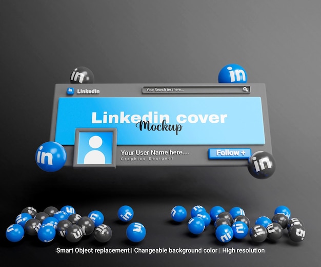 Linkedin cover page mockup or 3d linkedin cover post mockup