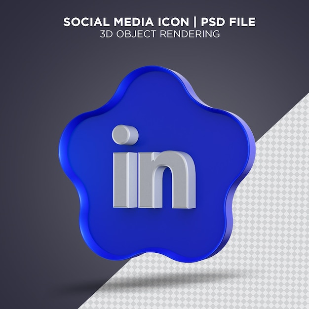 linkedin icon shape star 3d Premium File PSD