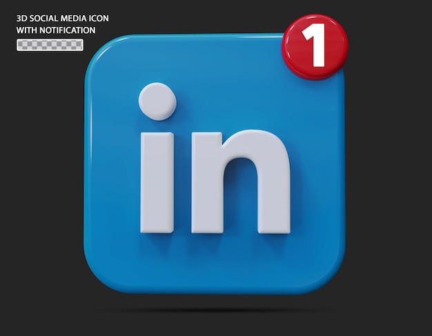 Linkedin Icon with Notification 3d Style