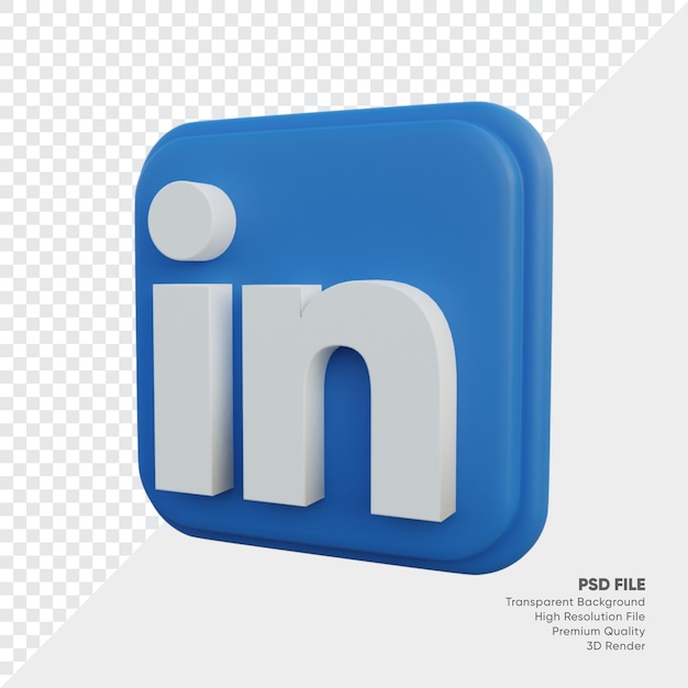 Linkedin isometric 3d style logo concept icon in round corner square isolated