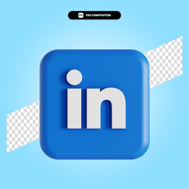 Linkedin logo application 3d render illustration isolated