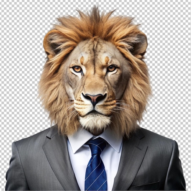 PSD lion animal head and human business suit transparent background