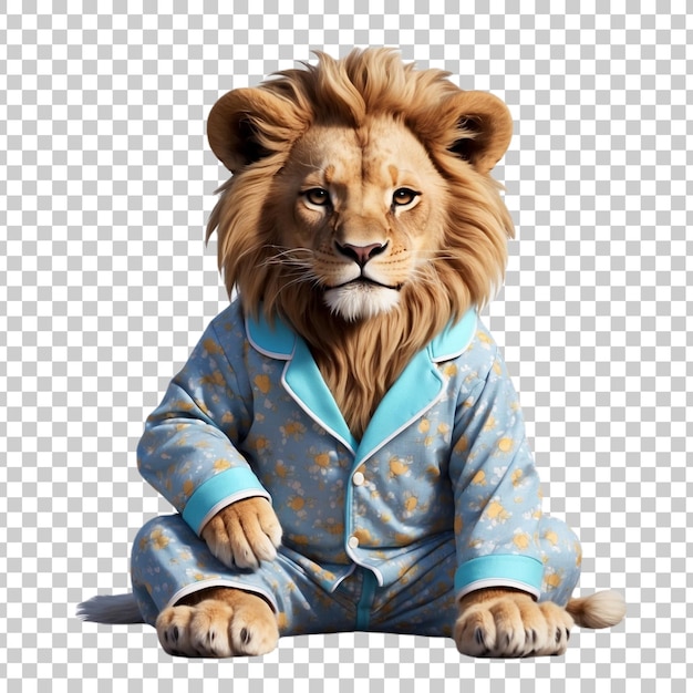 a lion in blue pajamas with stars on it