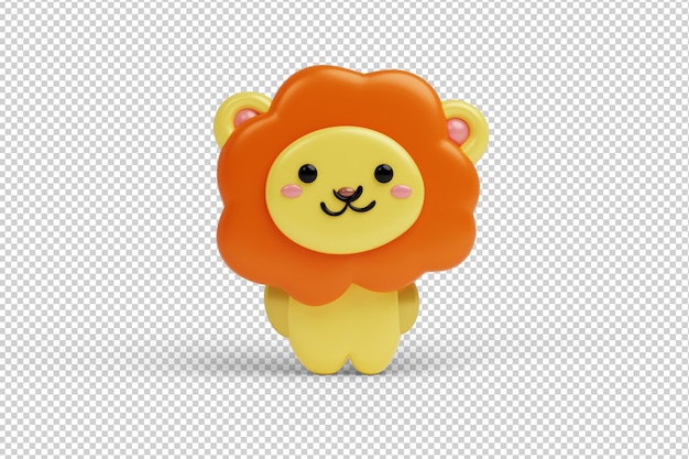 Lion cute character icon 3D illustration