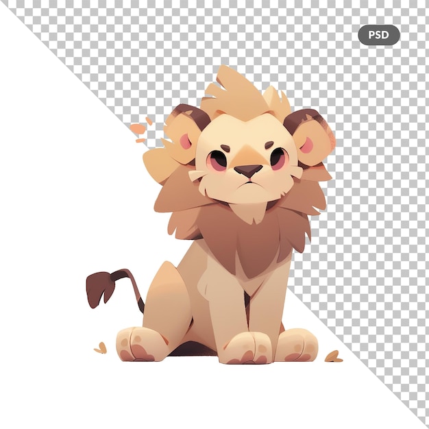 Lion on ground Cartoon style