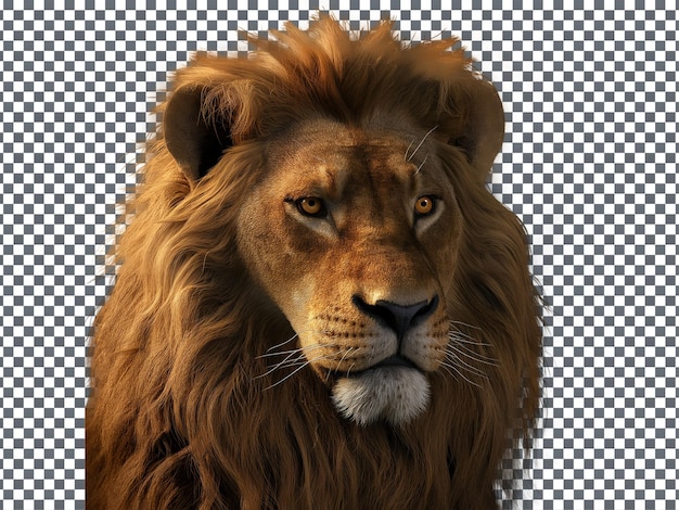 Lion head closeup isolated on transparent background