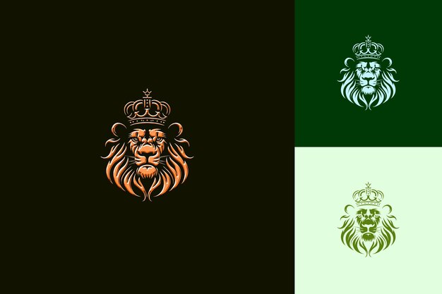 a lion head and crown logo with a green background