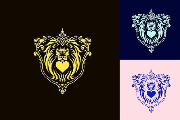 a lion head and a lion head are on a black background