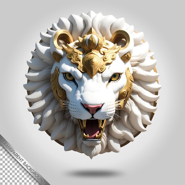 PSD lion head logo mascot with transparent background